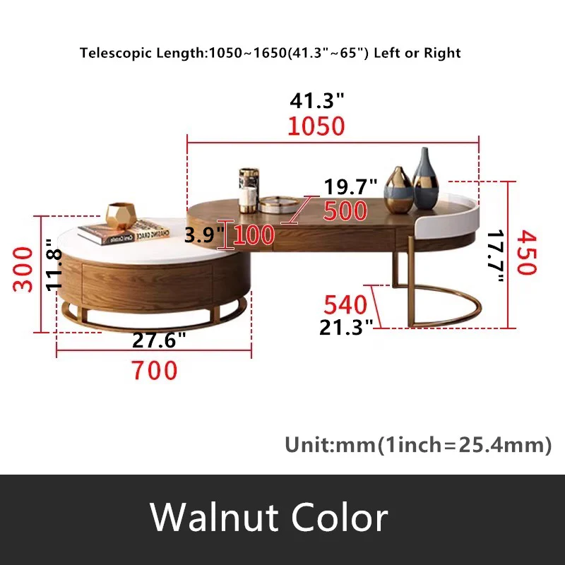 Modern Nordic Light Luxury Round Coffee Table with 4 Storage Drawers - Image 9