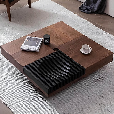 Modern Square Walnut Coffee Table - Image 2