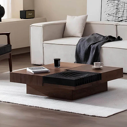 Modern Square Walnut Coffee Table - Image 3