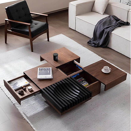 Modern Square Walnut Coffee Table - Image 4