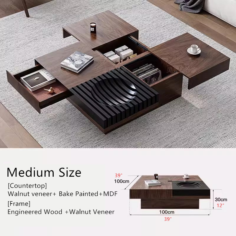 Modern Square Walnut Coffee Table - Image 7