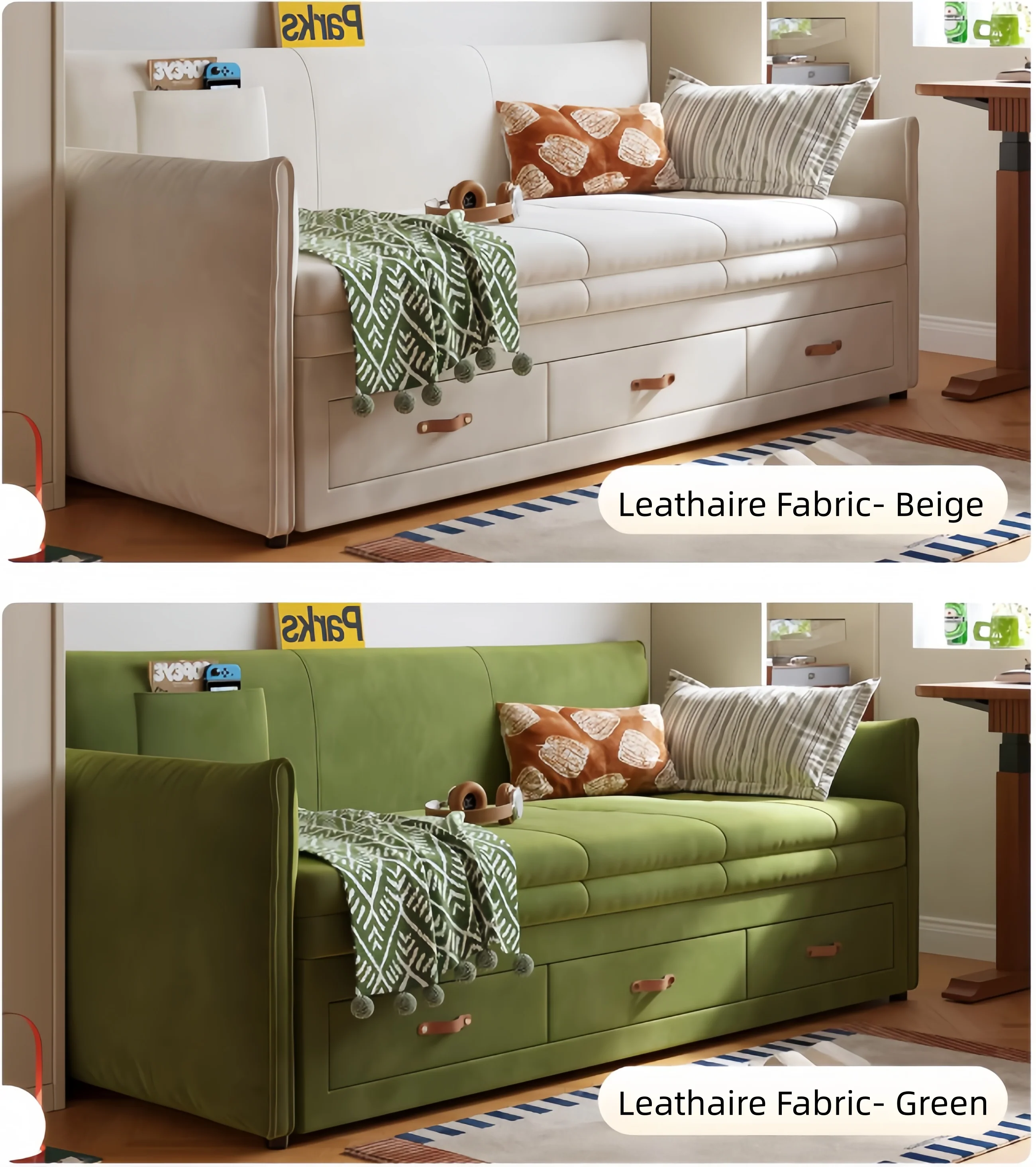 Modern Upholstered Sofa Bed with Underneath Storage Drawers - Image 10