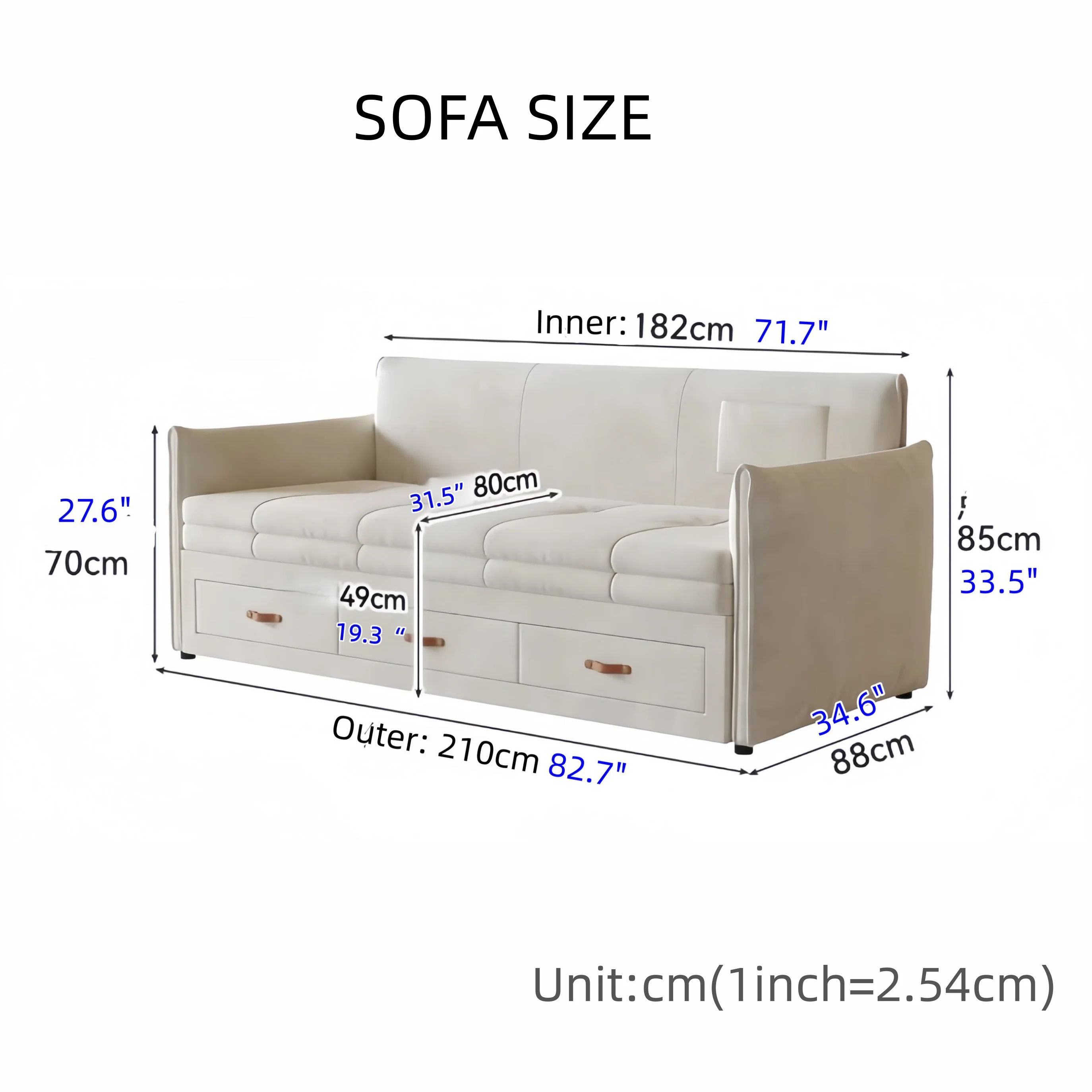 Modern Upholstered Sofa Bed with Underneath Storage Drawers - Image 11