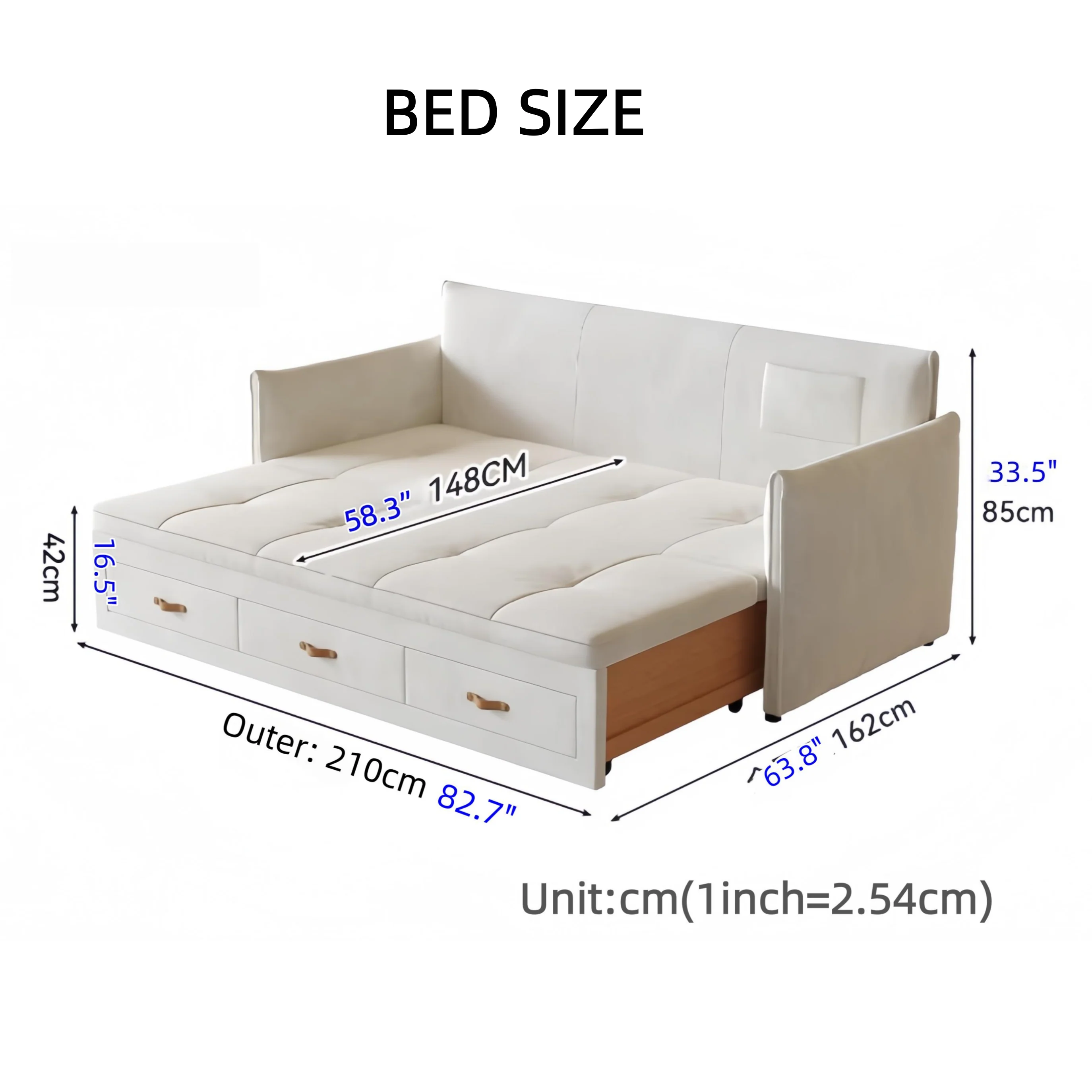 Modern Upholstered Sofa Bed with Underneath Storage Drawers - Image 12