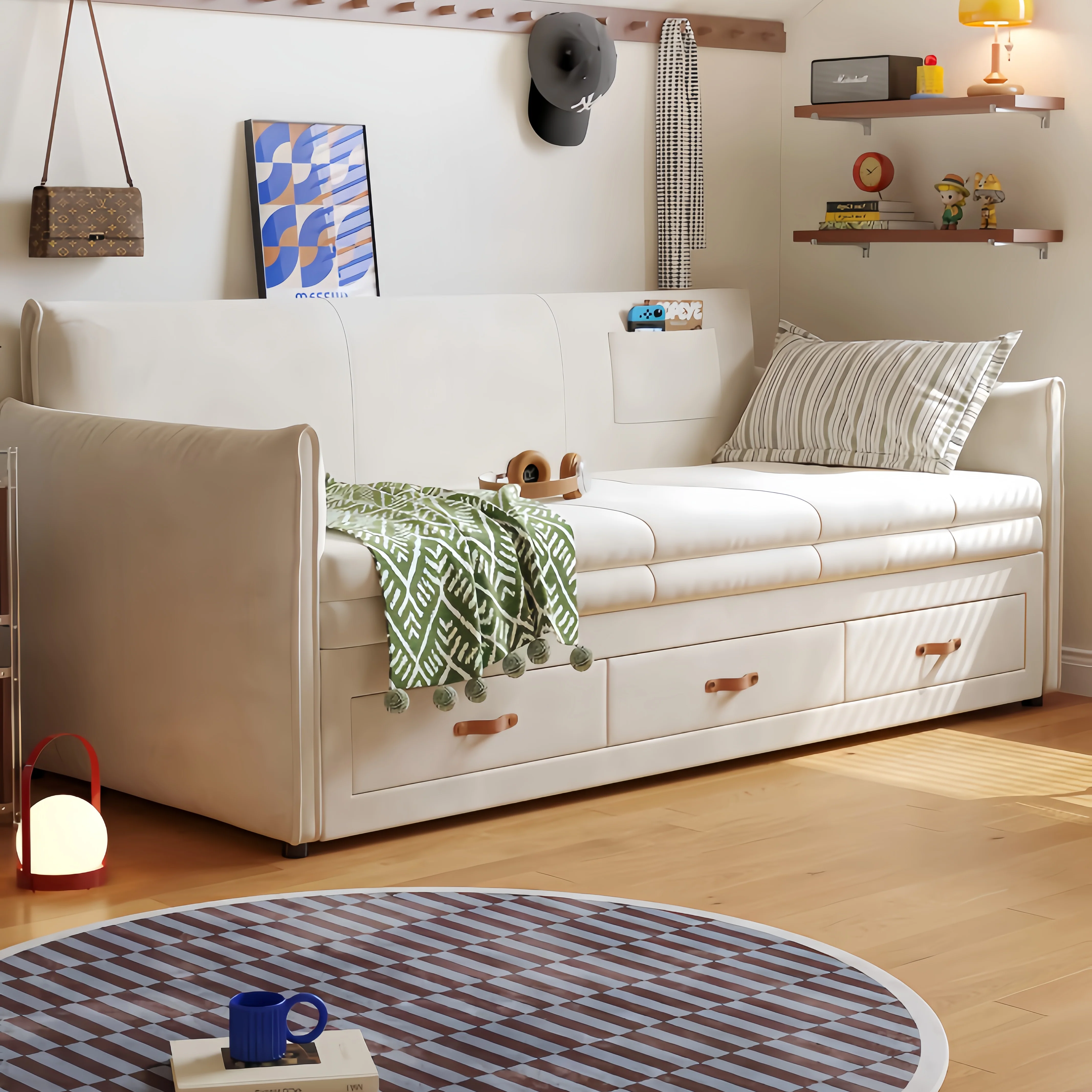 Modern Upholstered Sofa Bed with Underneath Storage Drawers - Image 2