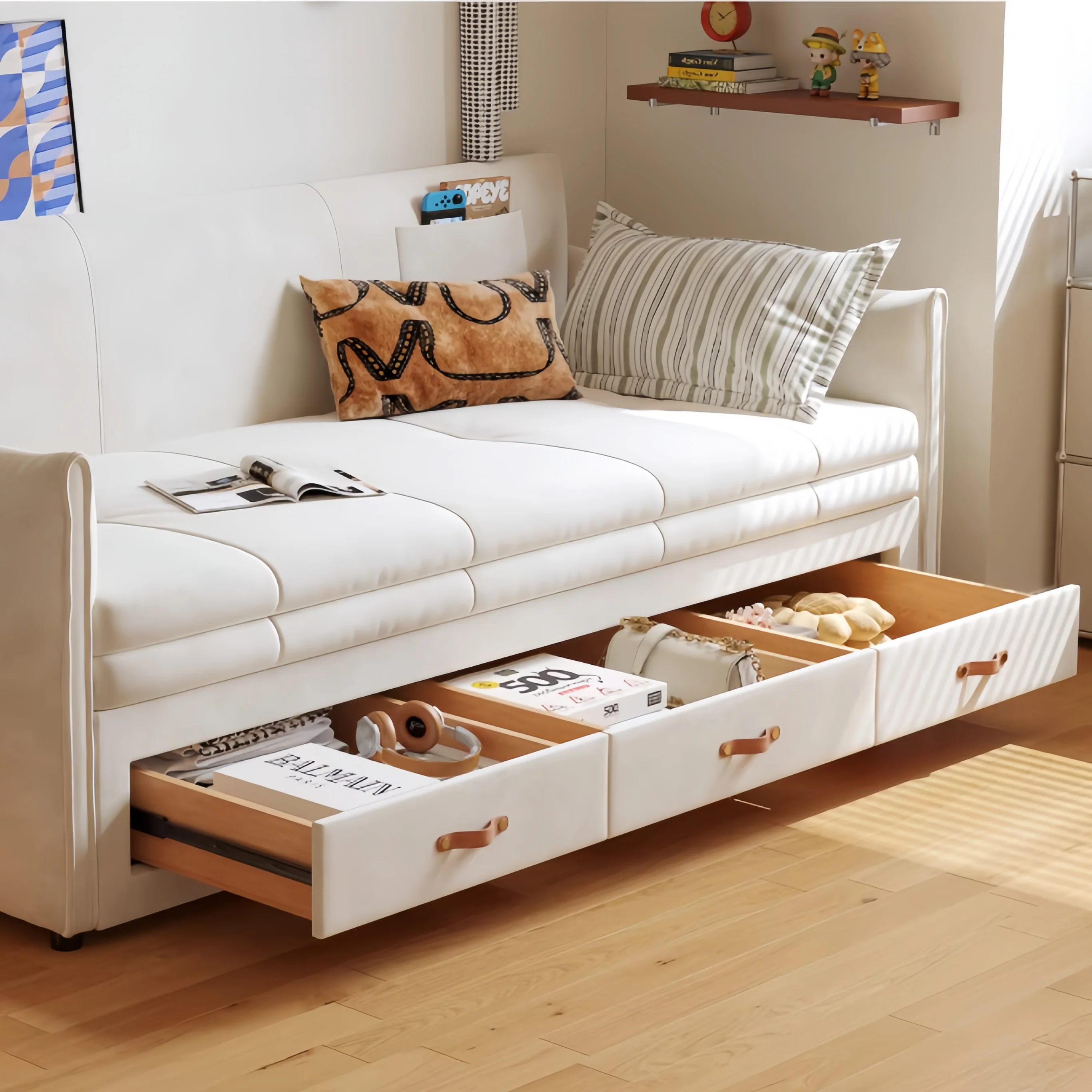 Modern Upholstered Sofa Bed with Underneath Storage Drawers - Image 3