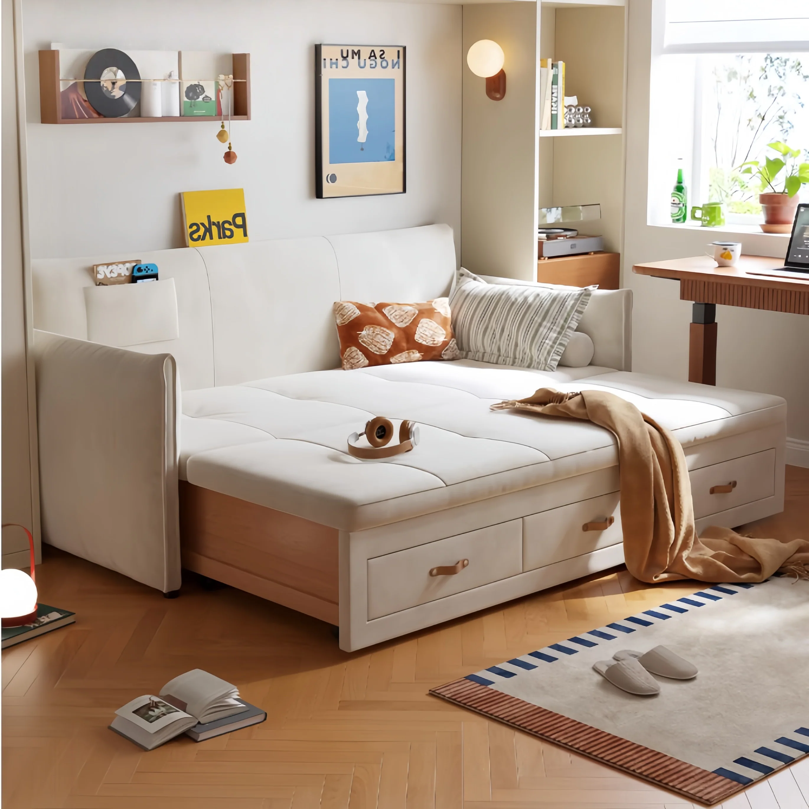 Modern Upholstered Sofa Bed with Underneath Storage Drawers - Image 6