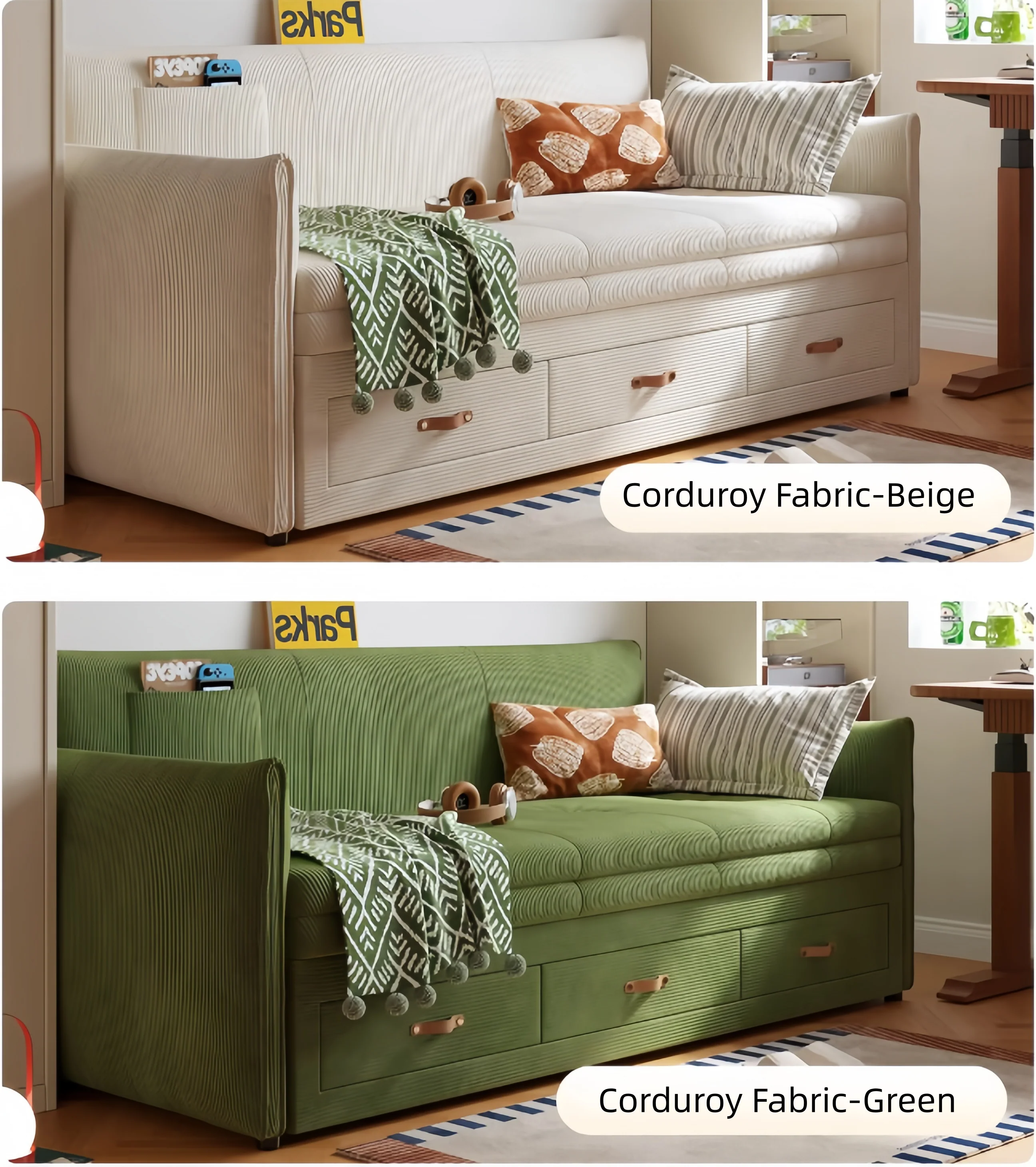 Modern Upholstered Sofa Bed with Underneath Storage Drawers - Image 9