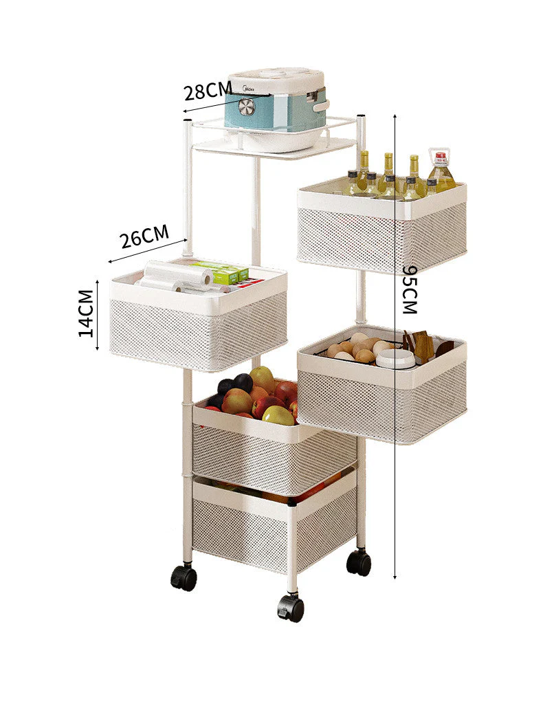 Multi- Layer Rotating Kitchen Storage Rack with Universal Wheels - Image 10