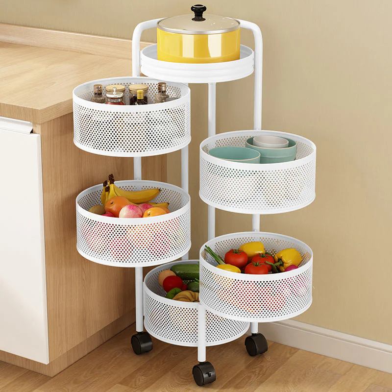 Multi- Layer Rotating Kitchen Storage Rack with Universal Wheels - Image 9
