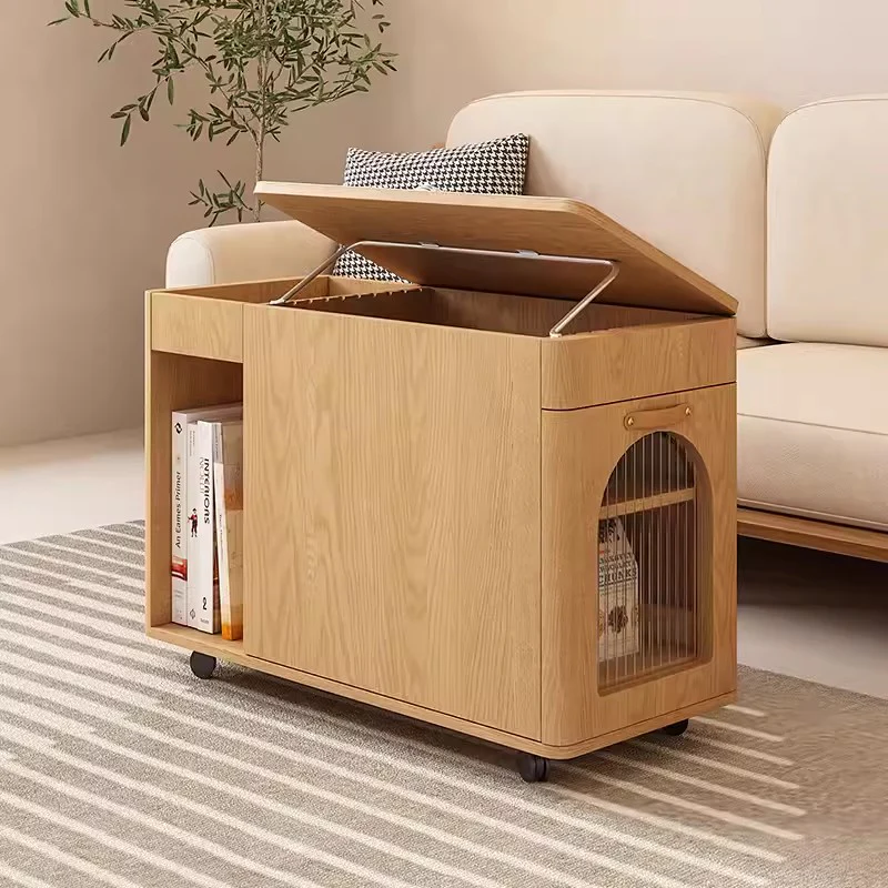 Multifunction End Table with Adjustable Tabletop and Universal Wheels - Image 11