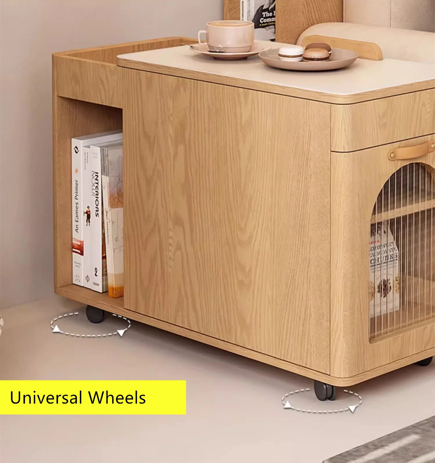 Multifunction End Table with Adjustable Tabletop and Universal Wheels - Image 6
