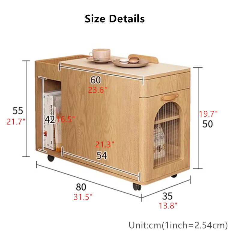 Multifunction End Table with Adjustable Tabletop and Universal Wheels - Image 7