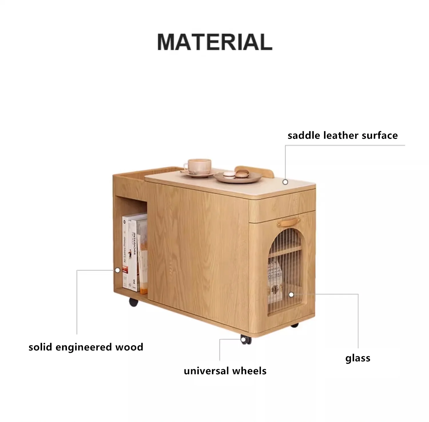 Multifunction End Table with Adjustable Tabletop and Universal Wheels - Image 8