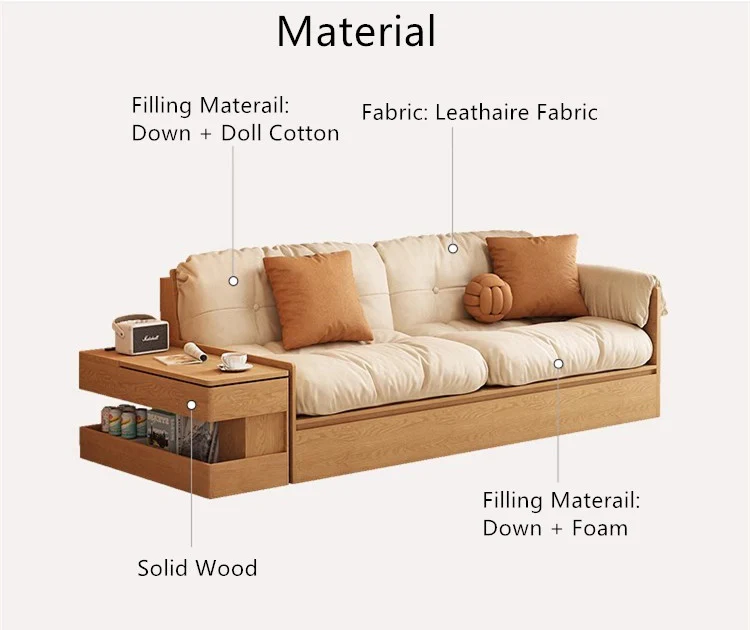 Multifunction Fabric High Box Storage Sofa with Armrest Table and Drawers - Image 10