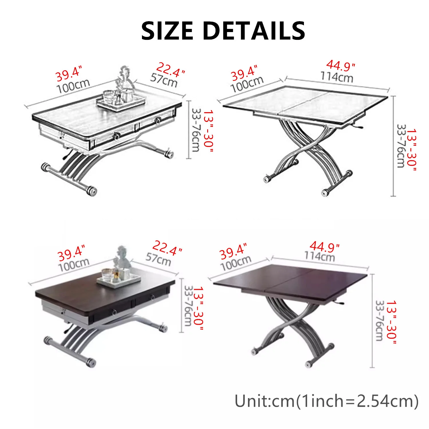 Multifunction Lifting Coffee Table with Drawers - Image 8