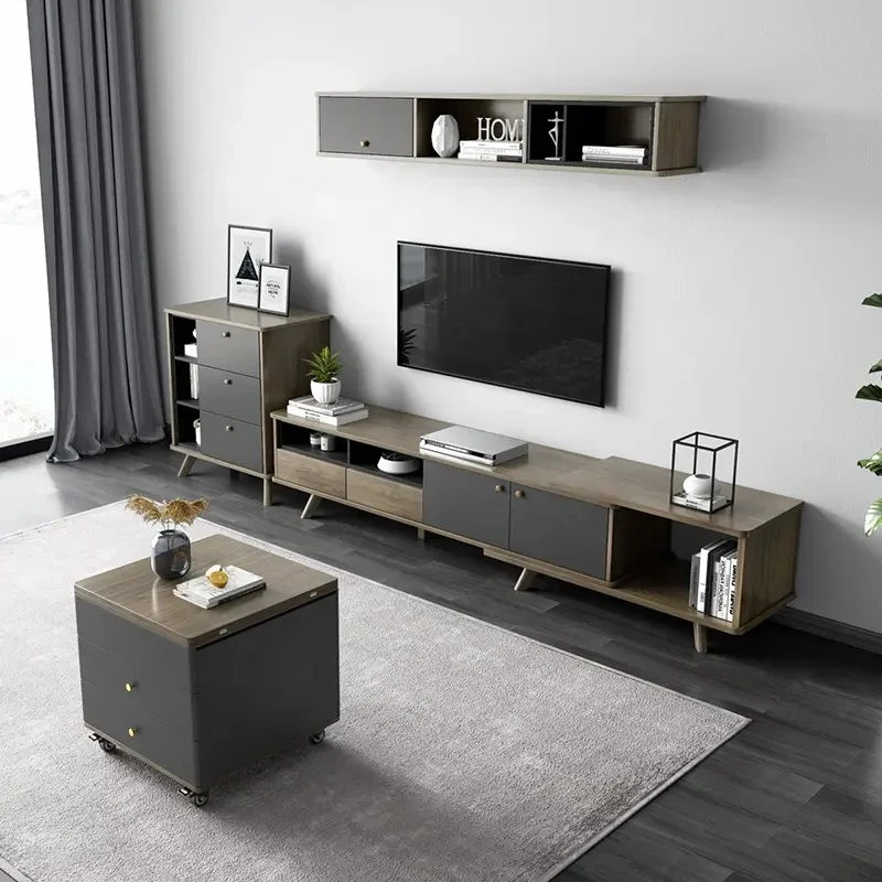 Multifunction Modern Liftable and Expandable Coffee Table with Storage Drawers and Universal Wheels - Image 9