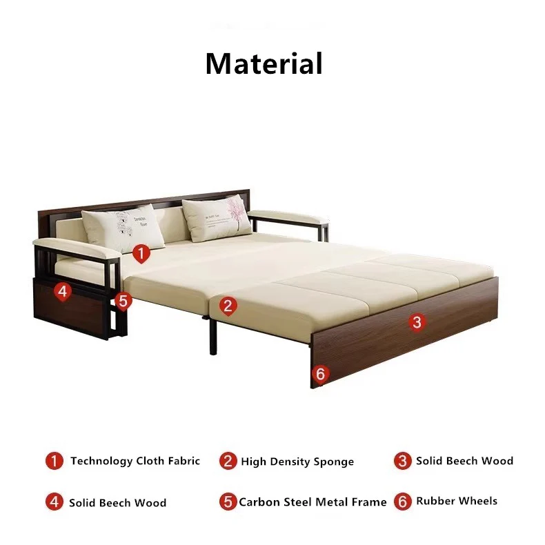 Multifunction Sofa Bed With Foldable Work Desk and Underneath Storage - Image 7