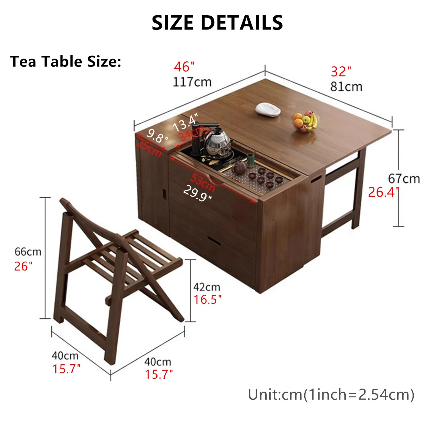 Multifunction Sofa Bed with Gongfu Tea Table Armrest and Underneath Storage - Image 14