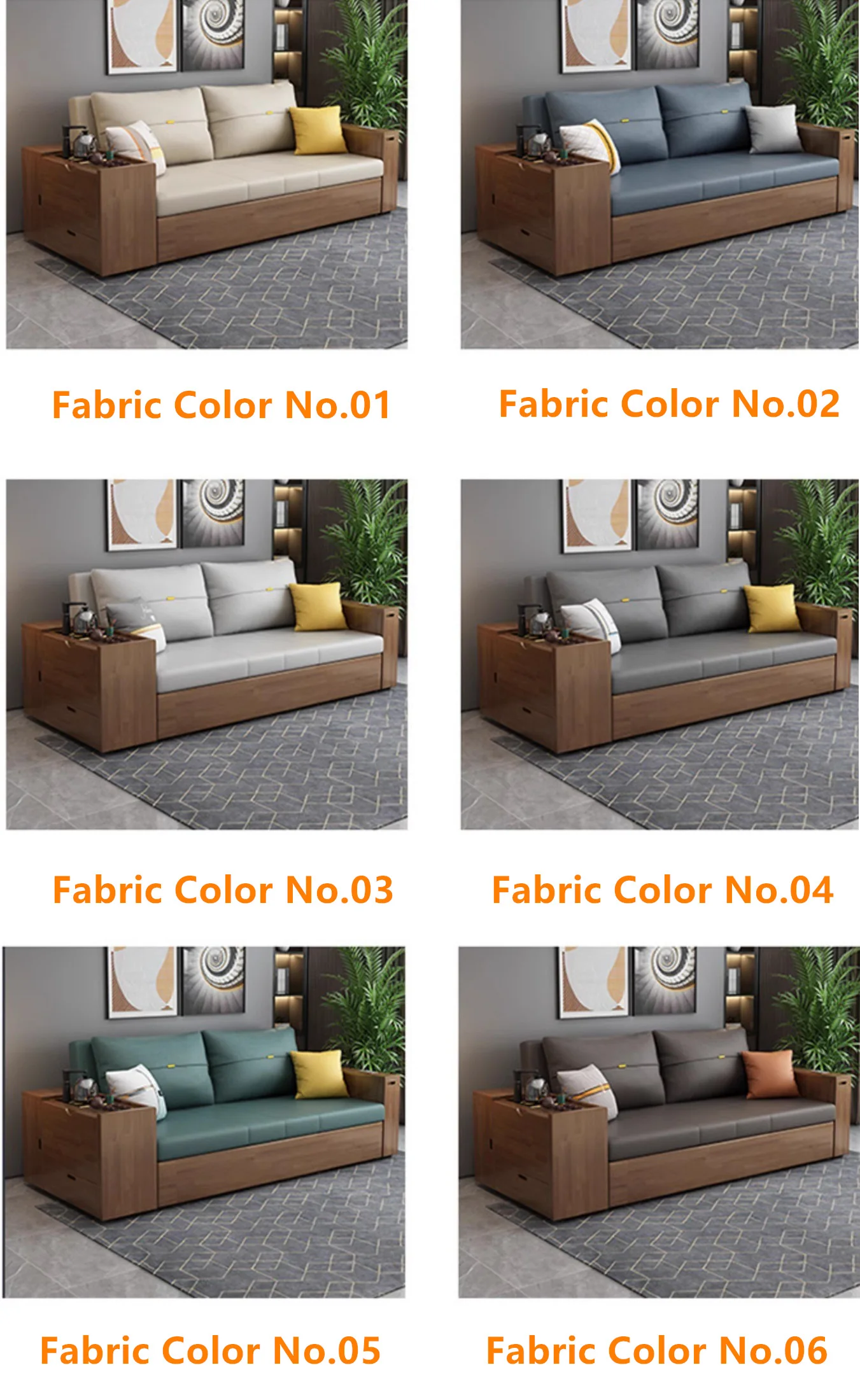 Multifunction Sofa Bed with Gongfu Tea Table Armrest and Underneath Storage - Image 15