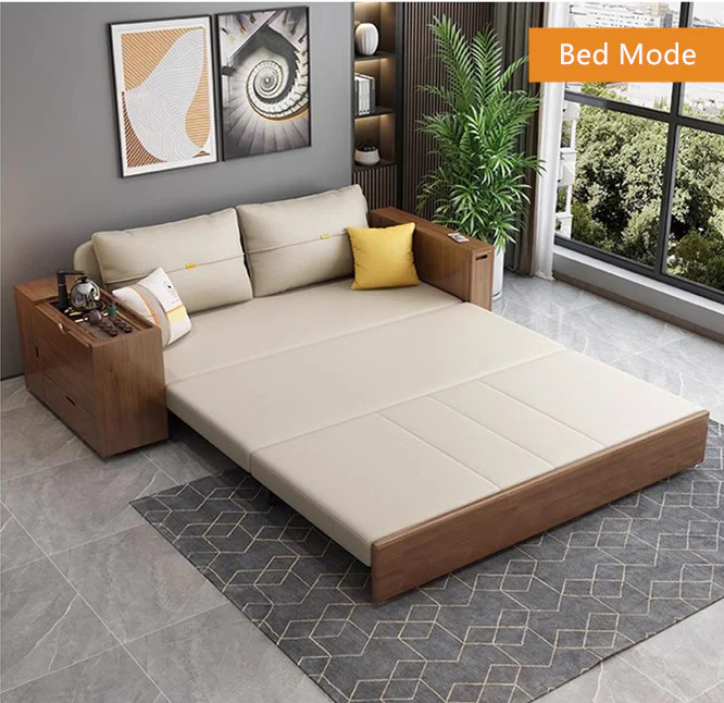 Multifunction Sofa Bed with Gongfu Tea Table Armrest and Underneath Storage - Image 4