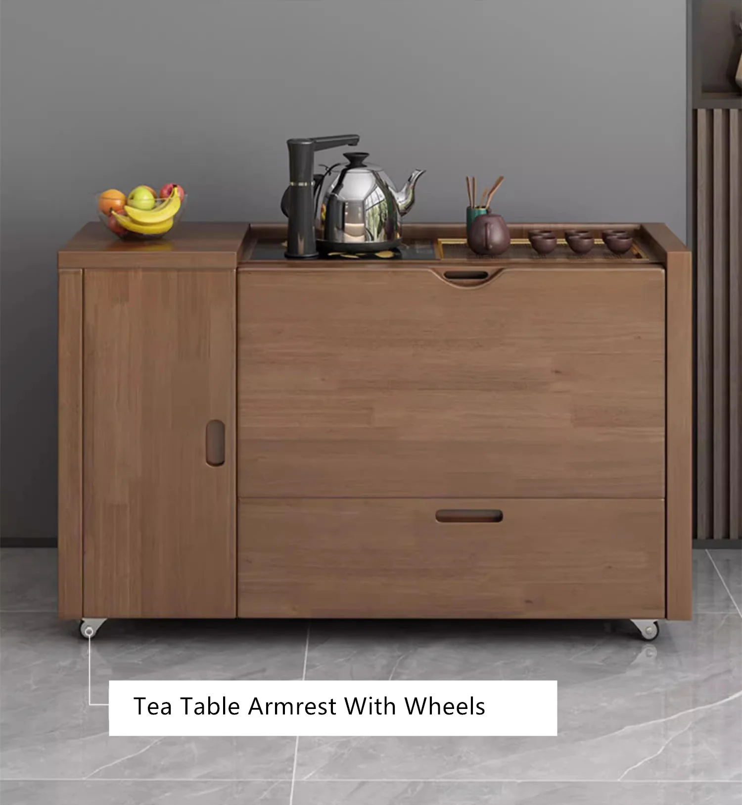 Multifunction Sofa Bed with Gongfu Tea Table Armrest and Underneath Storage - Image 9