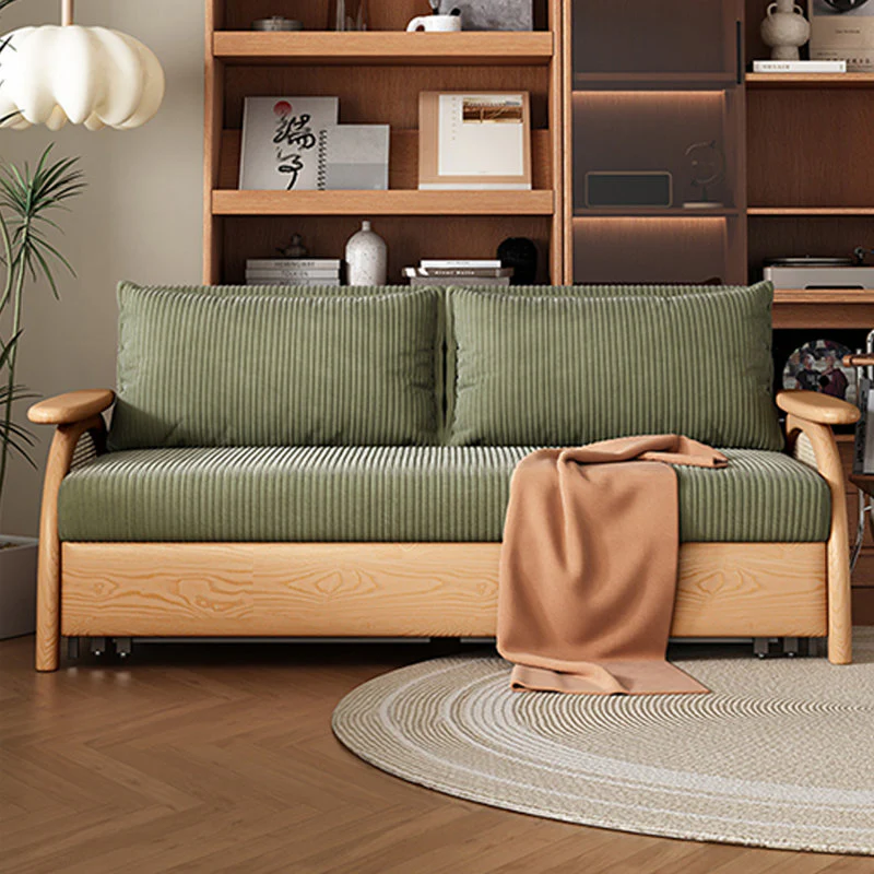 Multifunctional Corduroy Fabric Sofa Bed With Underneath Storage - Image 2