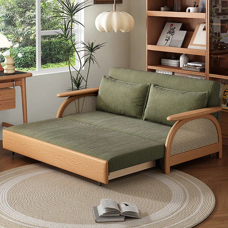 Multifunctional Corduroy Fabric Sofa Bed With Underneath Storage - Image 4