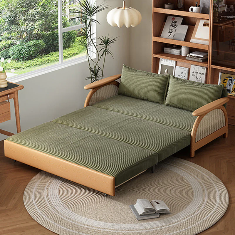 Multifunctional Corduroy Fabric Sofa Bed With Underneath Storage - Image 5