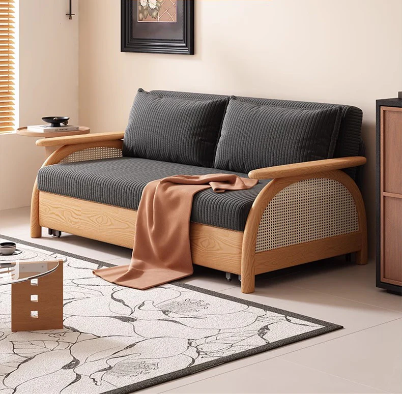 Multifunctional Corduroy Fabric Sofa Bed With Underneath Storage - Image 9