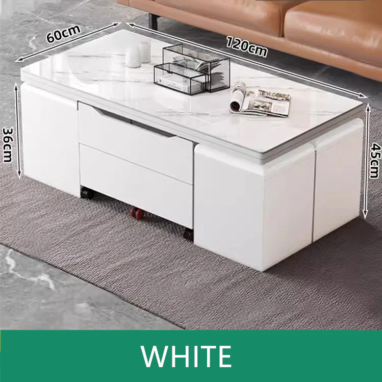 Multifunctional Lift Top Coffee Table With 4 Storage Stools - Image 11