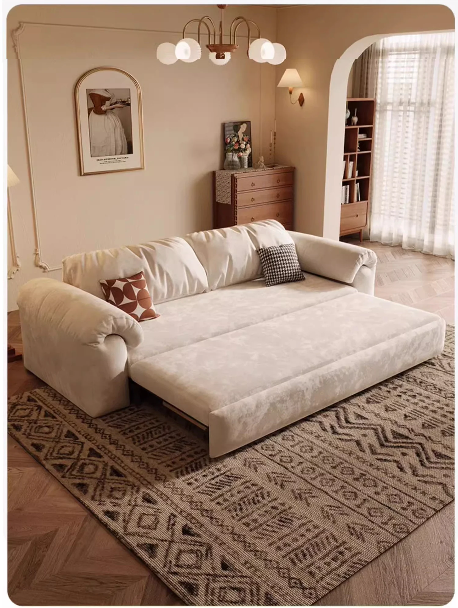 Multifunctional Matte Fabric Sleeper Sofa Bed with Underneath Storage - Image 3