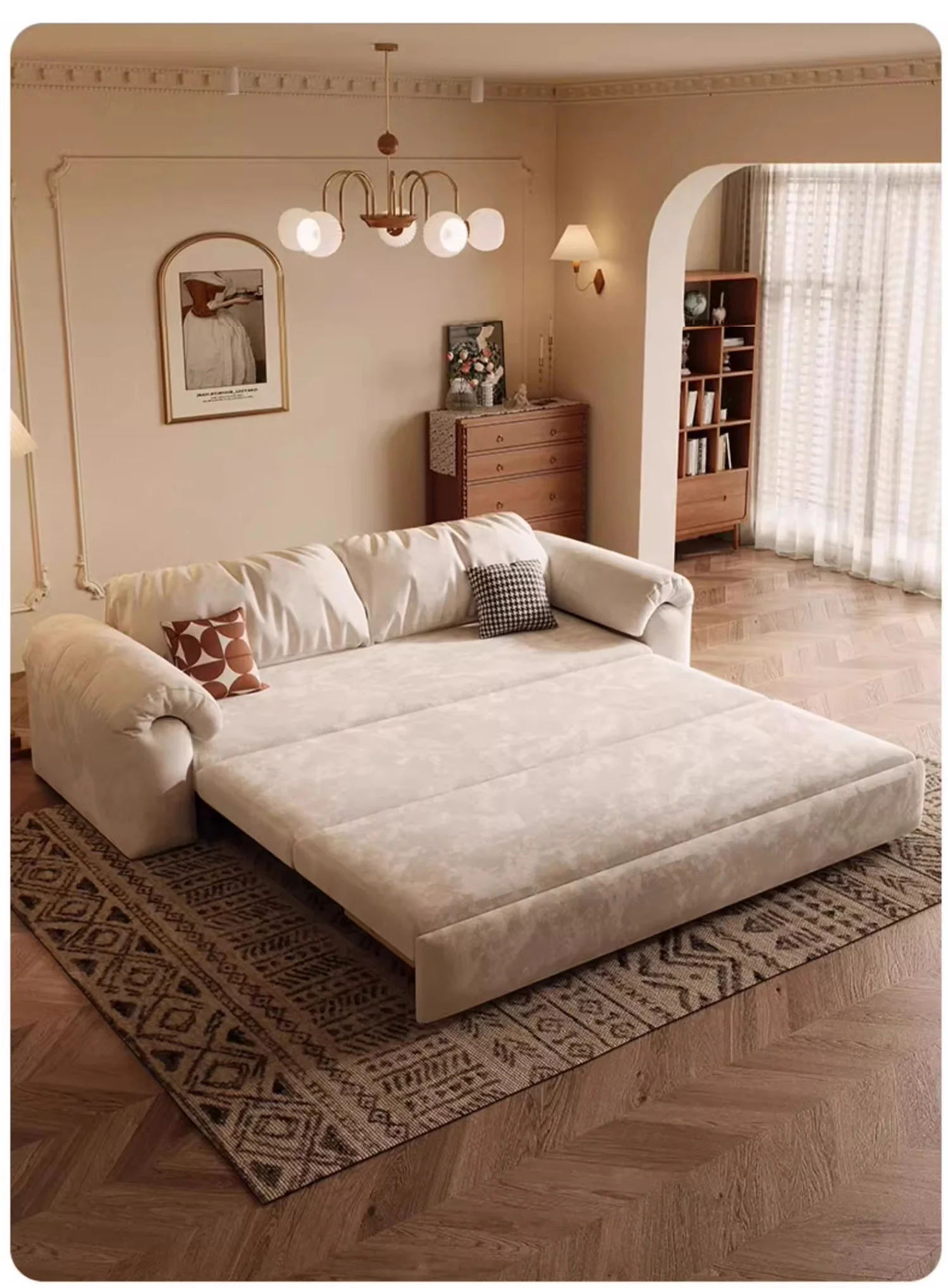 Multifunctional Matte Fabric Sleeper Sofa Bed with Underneath Storage - Image 4