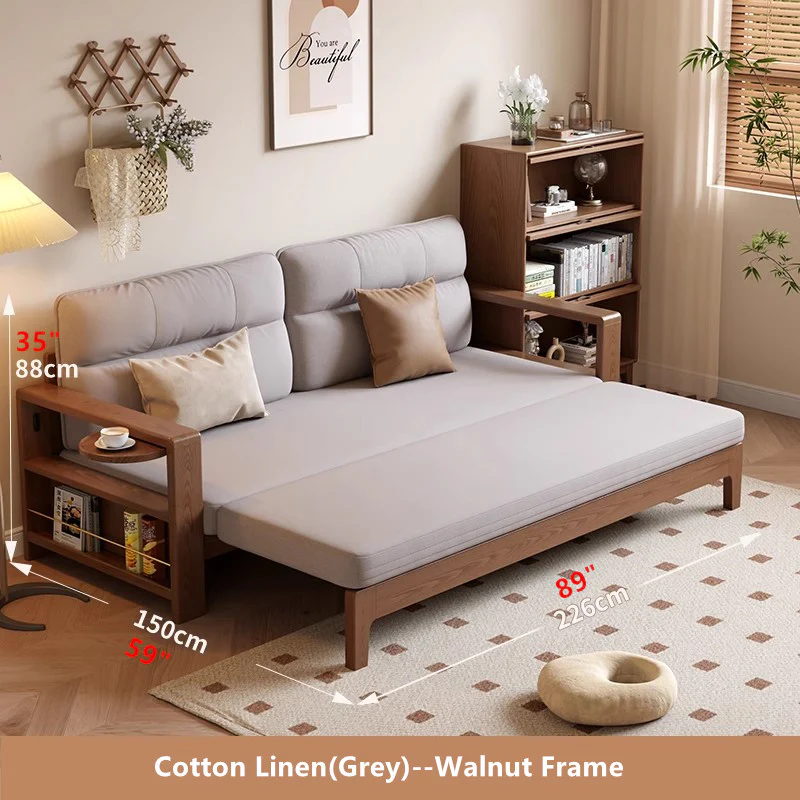 Multifunctional Retractable Sofa Bed with Wide Armrest and Storage Shelf - Image 13