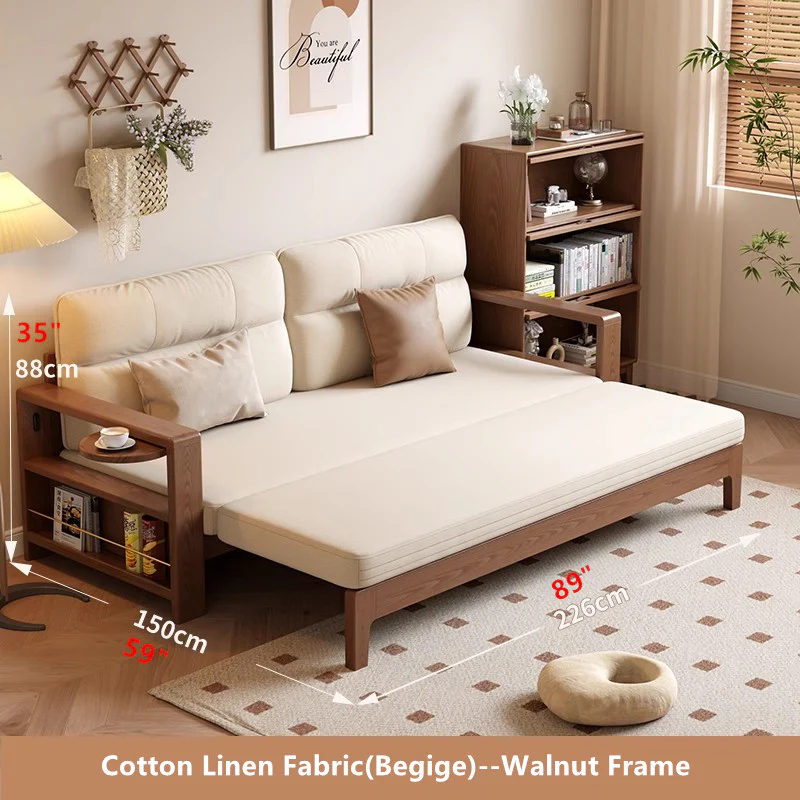 Multifunctional Retractable Sofa Bed with Wide Armrest and Storage Shelf - Image 14