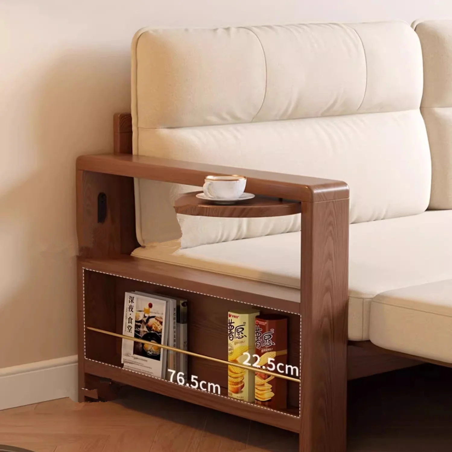 Multifunctional Retractable Sofa Bed with Wide Armrest and Storage Shelf - Image 7
