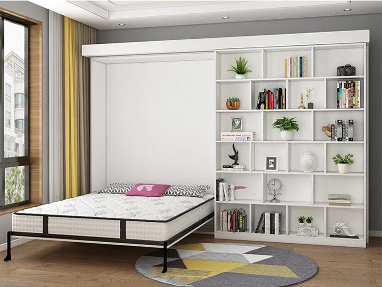 Murphy Bed with Bookshelf and Wardrobe and Foldable Desk - Image 12