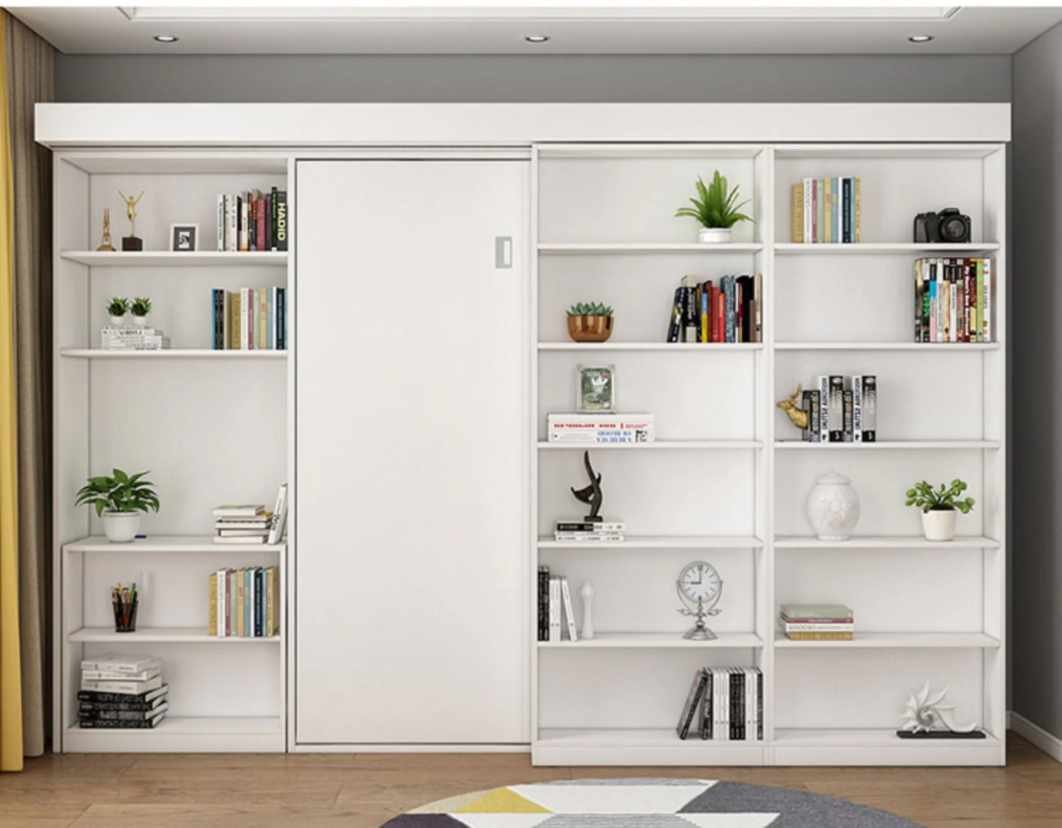 Murphy Bed with Bookshelf and Wardrobe and Foldable Desk - Image 3
