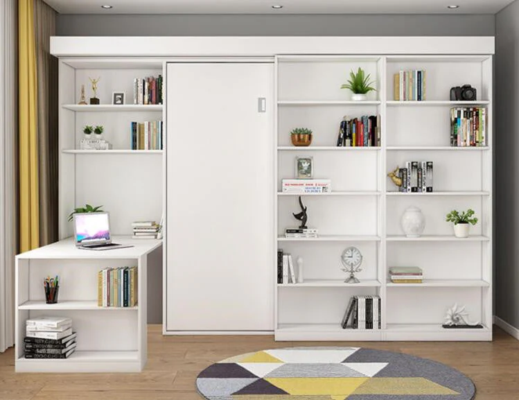 Murphy Bed with Bookshelf and Wardrobe and Foldable Desk - Image 4