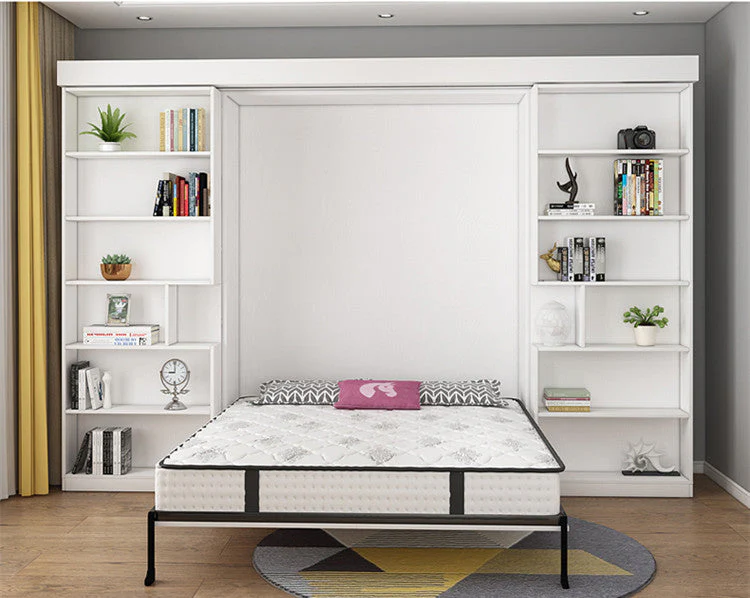 Murphy Bed with Bookshelf and Wardrobe and Foldable Desk - Image 8