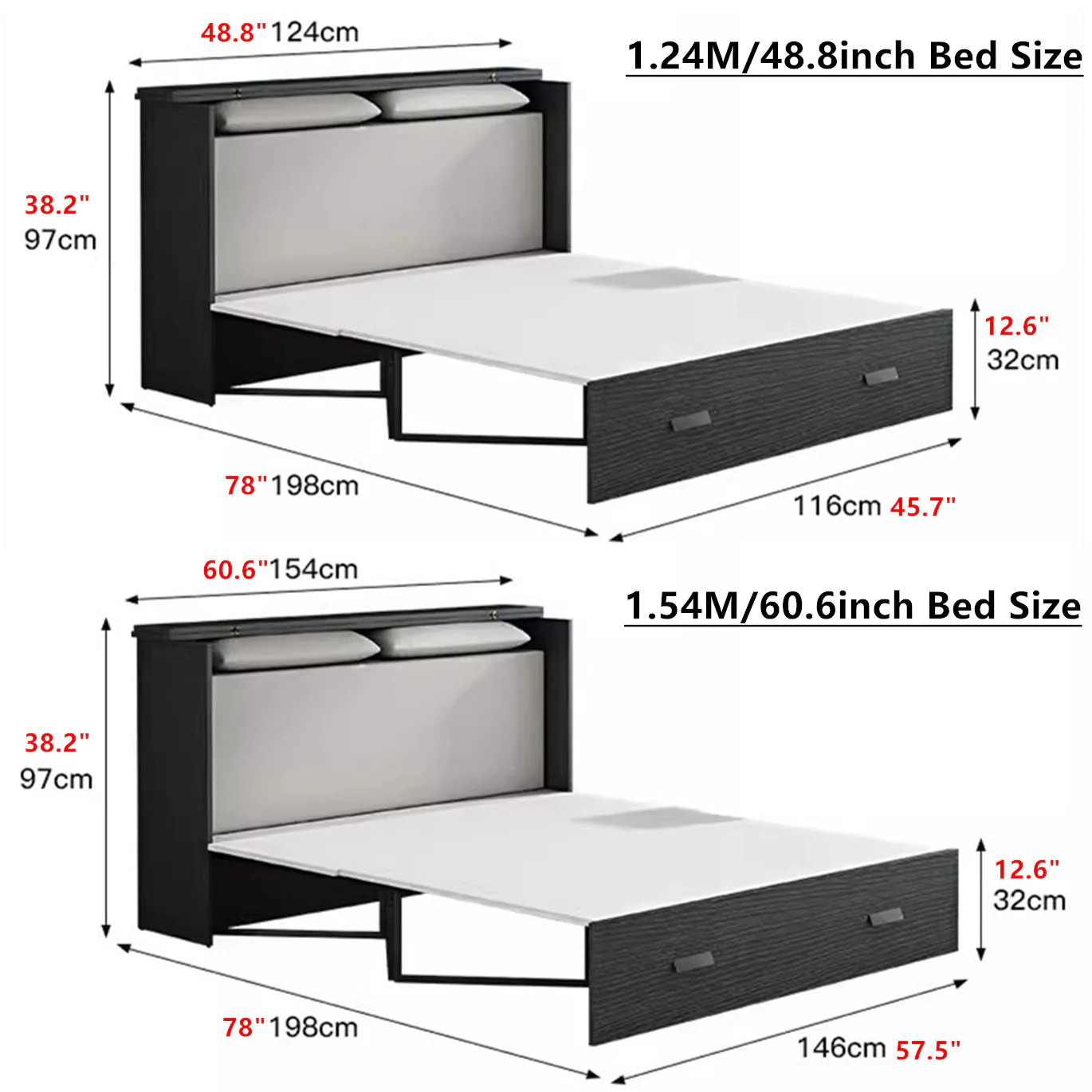 Murphy Cabinet Bed with Deepest Storage Shelf - Image 7