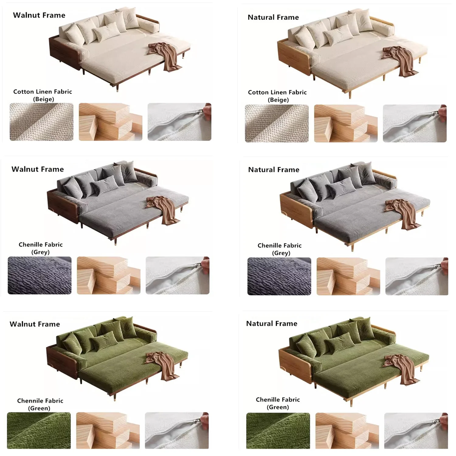 New and Upgrade SERENIT Solid Wood Frame Sofa Bed - Image 10