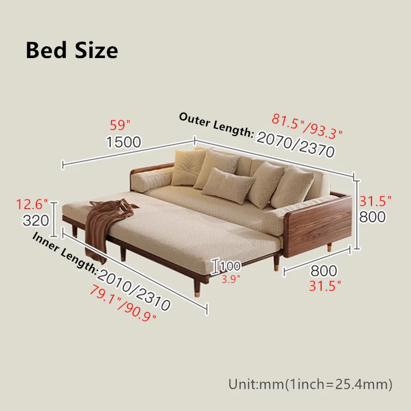 New and Upgrade SERENIT Solid Wood Frame Sofa Bed - Image 9