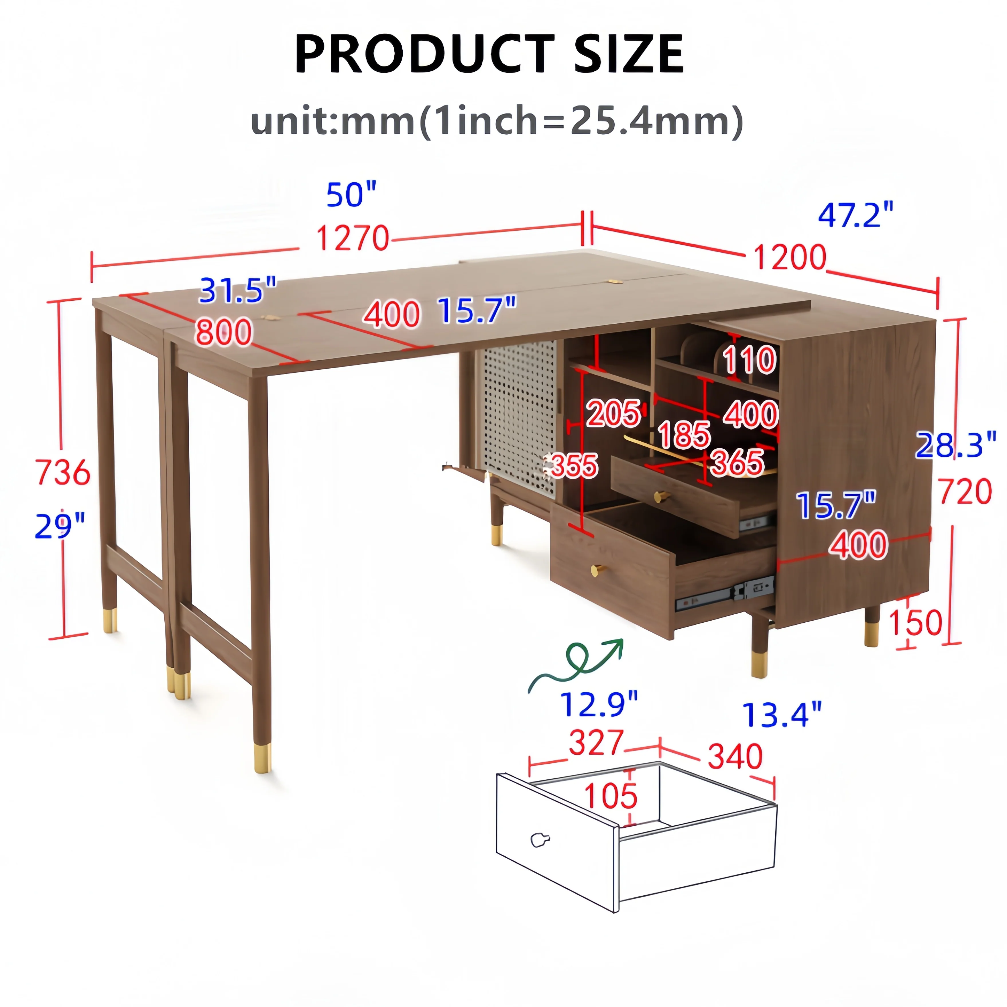 New Design Folding and Expandable Multifunction Dining Table with Side Cabinet - Image 9