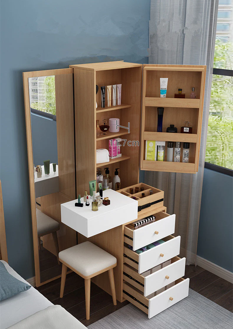 Nordic Dressing Table with Full Body Mirror And Drawers - Image 2