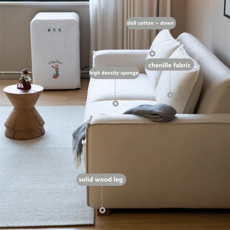 Nordic Minimalism Chenille Fabric Floor Sofa Bed - Image 10