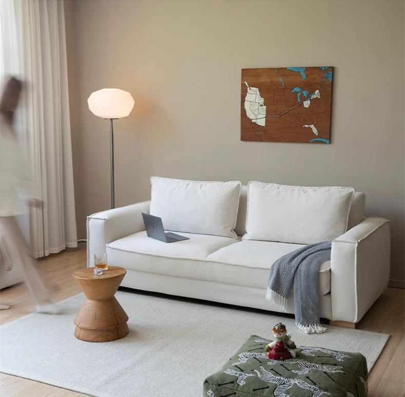 Nordic Minimalism Chenille Fabric Floor Sofa Bed - Image 2