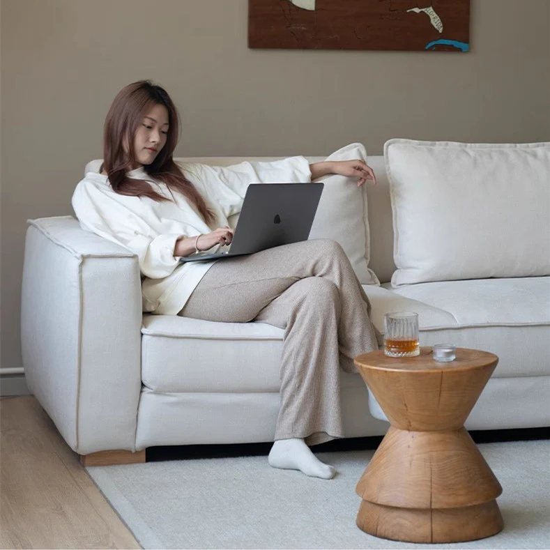 Nordic Minimalism Chenille Fabric Floor Sofa Bed - Image 4