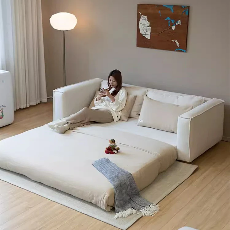 Nordic Minimalism Chenille Fabric Floor Sofa Bed - Image 7