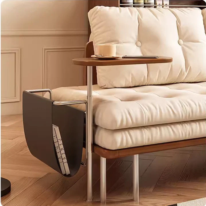 Nordic Minimalist Sofa Bed with Rotating Side Table - Image 5